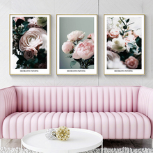 Pintura em tela para parede, arte nórdica de flor rosa, posteres e impressões, decoração de casa, imagem de parede para sala de estar, quarto 2024 - compre barato