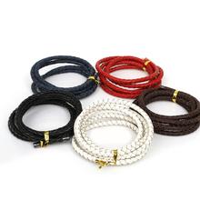 Cordão em couro trançado para bijuterias, acessório para colar e pulseira, corda de miçangas, 1 por 5mm 2024 - compre barato