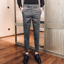 Office Pants Mens Grey Calcas Masculina Social Pantalones Vestir Black Suit Pants Men Slim Trousers Formal Business Fashion 2019 2024 - buy cheap