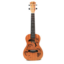 Новинка, 21 дюйм, укулеле с рисунком дельфина, гавайская мини-гитара, 4 струны Uke, коричневый инструмент из розового дерева, укулеле в подарок 2024 - купить недорого