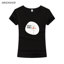 Camiseta de manga corta de bailarina para mujer, ropa elegante con diseño de postura de baile de Ballet, Tops para mujer, camisetas para niña 2021 2024 - compra barato