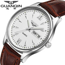Guanqin relógio de pulso luminoso masculino, relógio de quartzo à prova d'água até 30m da moda, analógico, de couro 2024 - compre barato