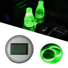 Suporte de copos para carro com led, porta-copos, garrafa de energia solar, base com luz led embutida, lâmpada da atmosfera do carro 2024 - compre barato