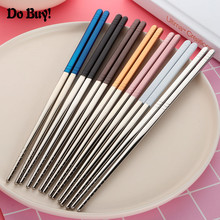 1 Pair Chinese Chopsticks Stainless Steel Chopsticks Steel Kitchen Tableware Sushi Reusable Chopsticks Dinnerware 2024 - buy cheap