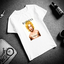 Модная футболка с короткими рукавами, Madonna с принтом "поп-арт" с принтом 100% хлопок; Топ; Тенниска; Женская Повседневная, о-образный вырез; Обувь унисекс; Футболка 2024 - купить недорого