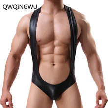 Sexy Men Undershirts Bodysuits One Piece PU Leather Jumpsuits Teddies Shapers Gay Men Underwear Leotard Nightwear Undershirt 2024 - buy cheap