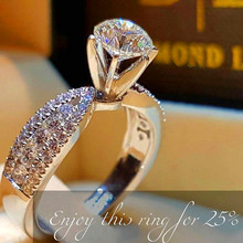 Женское кольцо с кристаллом белого циркония, обручальное кольцо из стерлингового серебра 925 пробы, обручальные кольца для женщин 2024 - купить недорого