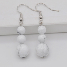 Pendientes colgantes con gema de howlita, cuentas de piedra blanca, joyería para regalo, T232 2024 - compra barato