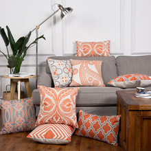 Capa de travesseiro geométrica, capa decorativa cinza vintage, laranja, boho, fronha, decoração de casa 2024 - compre barato