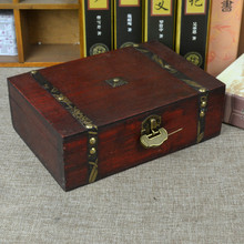 Caja de almacenamiento de madera Vintage, Cofre del Tesoro con cerradura de Metal, artesanía de escritorio, organizador de artículos diversos 2024 - compra barato