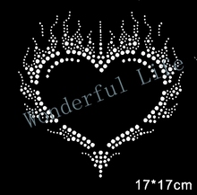 Free shipping  Big hear love with dots many nice image Hot fix Rhinestone Motif Transfer Design 2024 - buy cheap