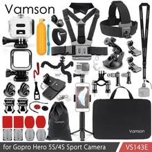 Vamson para gopro hero 5S/4S acessórios kit cabeça caixa à prova dwaterproof água caso habitação adaptador para go pro hero 5 sessão 4 sessão vs143 2024 - compre barato