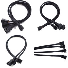 1 a 2/3/4 maneiras divisor preto sleeved 27cm cabo de extensão conector 4pin pwm cabo de extensão 4 pinos pwm ventilador 2024 - compre barato