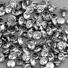 100 Sets 6mm CZ Crystals Rhinestone Rivets Silver Nailhead Spots Studs DIY Shipping Free 2024 - buy cheap
