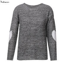 Women Casual Long Sleeve Knitted Pullover Tops Loose  Sweater Jumper Knitwear Outwear Coat Print heart 2024 - buy cheap