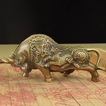 Китай латунь бронза fengshui богатство бык статуя металла ремесла семейные украшения 2024 - купить недорого