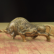 China brass Bronze fengshui wealth Bull OX Statue Metal crafts family decorations 2024 - buy cheap