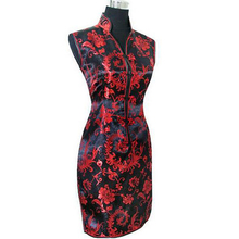 Black Red Chinese Women's Silk Cheongsam Sexy Mini Qipao Evening Party Gown Dress Totem&Flower Size S M L XL XXL XXXL S028-B 2024 - buy cheap