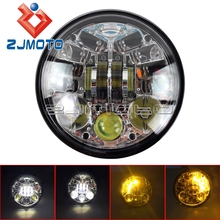 Motorcycle 5-3/4 inch LED Headlight 5.75" Black Projector Headlamp Intergrated Headlight For Harley Sportster 2024 - buy cheap