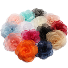 60PCS 14colors 3.5cm Newborn Handmade Gauze Layered Hair Flower Vintage Rolled Rose Fabric Flowers for Hair Clips Accessories 2024 - buy cheap