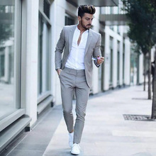 New Casual Grey Men Suits For Wedding 2020 Custom Made Simple Stylish Mens Suits Latest Coat Pant Designs  2 pieces(Jacket+Pant) 2024 - buy cheap