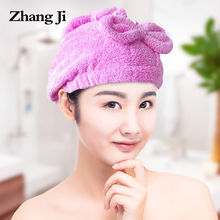 ZhangJi Женская ванная сухая шапка для волос волшебное полотенце для сушки волос с бантиком супер водопоглощающая Ванна варп тюрбан быстросохнущая шапка 2024 - купить недорого