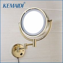 KEMAIDI Makeup Mirrors LED Wall Mounted Extending Folding Double Side LED Light Mirror 5x Magnification Bath&Toilet Mirror 2024 - buy cheap