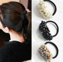 100PCS Pearls Beads Headbands Ponytail Holder Girls Scrunchies Vintage Elastic Hair Bands Rubber Rope Headdress 2024 - buy cheap