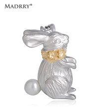 Madrry Silver Simulated Pearls Rabbit Shape Brooches For Women Animal Flower Jewelry Brooch Scarf Buckle Collar Accessories Pins 2024 - buy cheap