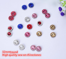 Frete grátis! 12mm flores de cristal redondas costurar em miçangas para vestuário acessórios diy 50 tamanhos 2024 - compre barato