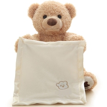 Около 30 см Peekaboo Kiekeboe медведь игрушки с музыкой говорящие плюшевые игрушки юмором Ted говорящий медведь Peekaboo для ребенка подарок для детей 2024 - купить недорого
