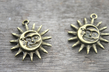 Pingente de sol e lua em espuma, 6 peças, tom de bronze, sol e lua, 25x30mm, vermelho 2024 - compre barato
