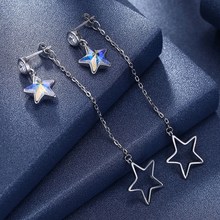 Pendientes de plata esterlina 925 para mujer, accesorio elegante de circonita de cristal, con diseño de estrella de joyería fina, envío directo 2024 - compra barato