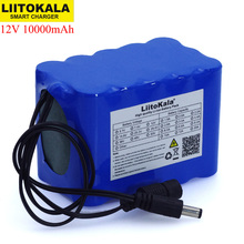 Liitokala-Paquete de batería de ion de litio, 12V, 10Ah, 18650, 12,6 mAh, 10000 V, con placa de protección de circuito BMS, CC, 5,5x2,1mm, fuente de alimentación de respaldo 2024 - compra barato