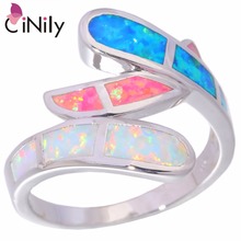 CiNily Created Blue Pink White Fire Opal Silver Plated Ring Wholesale Hot Sell for Women Jewelry Ring Size 6 7 8 9 10 OJ5656 2024 - buy cheap