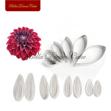 14pcs/set Dahlia Flower Petal Veiner Silicone Molds Stainless Steel Cutter Fondant Mold DIY Cake Decorating Tool Bakeware 2024 - buy cheap