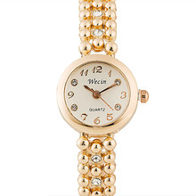 Relógio unissex com pulseira de pérola, relógio de pulso de ouro quartz 2024 - compre barato