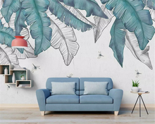 beibehang Modern minimalistic hand drawn watercolor plant leaves Nordic background three-dimensional papel de parede wallpaper 2024 - buy cheap