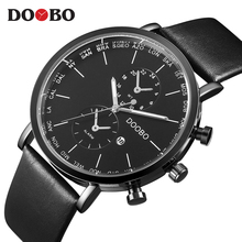 Relógio de pulso doobo masculino, relógio casual esportivo de quartzo para homens, com pulseira de couro 2024 - compre barato