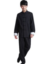 Shanghai story jaqueta chinesa gola mandarim kung fu terno preto roupa tradicional chinesa roupa masculina de algodão roupa de linho jaqueta com calças 2024 - compre barato