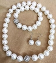 Conjunto de joyas de las mujeres mm 12mm 14mm 16mm redondo grano blanco nácar del Mar del Sur natural pulsera de perlas collar + pendientes de gancho broche de imán 2024 - compra barato