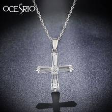 OCESRIO AAA Cubic Zircon Cross Pendant Necklace Silver Chain Necklace for Women Jesus Piece Chain Fashion Jewelry Cross nke-n34 2024 - buy cheap