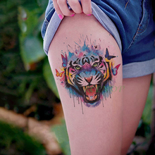 Водостойкая Временная тату-наклейка с тигром бабочкой, поддельные тату флэш-тату, временные тату большого размера для женщин и мужчин 2024 - купить недорого