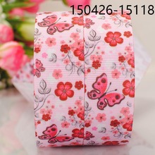 Yardas 7/8 "22mm rojo patrón de mariposas y flores cinta de grosgrain estampada cinta hecha a mano DIY hairbow cinta envío gratis 2024 - compra barato