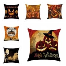 Halloween pumpkin pillowcase linen cushion cover soft pillow home room decoration car sofa cushion cover 2024 - buy cheap