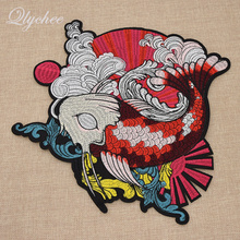 Patches de pano estilo japonês bordados vintage, patches de pano koi fish para decoração caseira feita à mão apliques de costura 2024 - compre barato