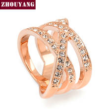 ZHOUYANG высокое качество ZYR244 модный дизайн розовое золото цветное кольцо Австрийские кристаллы Полные размеры 2024 - купить недорого