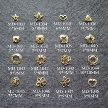 MD1033-1048 3D 50 шт./пакет Back-изогнутая необычная звезда снежинка цветок сердце украшение для ногтей металлический 3D декор 2024 - купить недорого