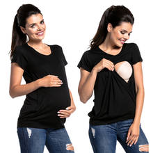 Новая женская одежда для кормящих матерей, летняя одежда для беременных и кормящих, топ с короткими рукавами, двухслойная блузка, футболка 2024 - купить недорого