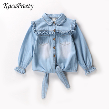 Children Long Sleeve Denim Girl Jean Blouses Clothing Autumn Fashion Baby Girls Jeans Shirts 2024 - buy cheap